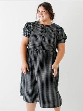 Main Street Exchange Ellie Bow Front Plaid Midi Dress
